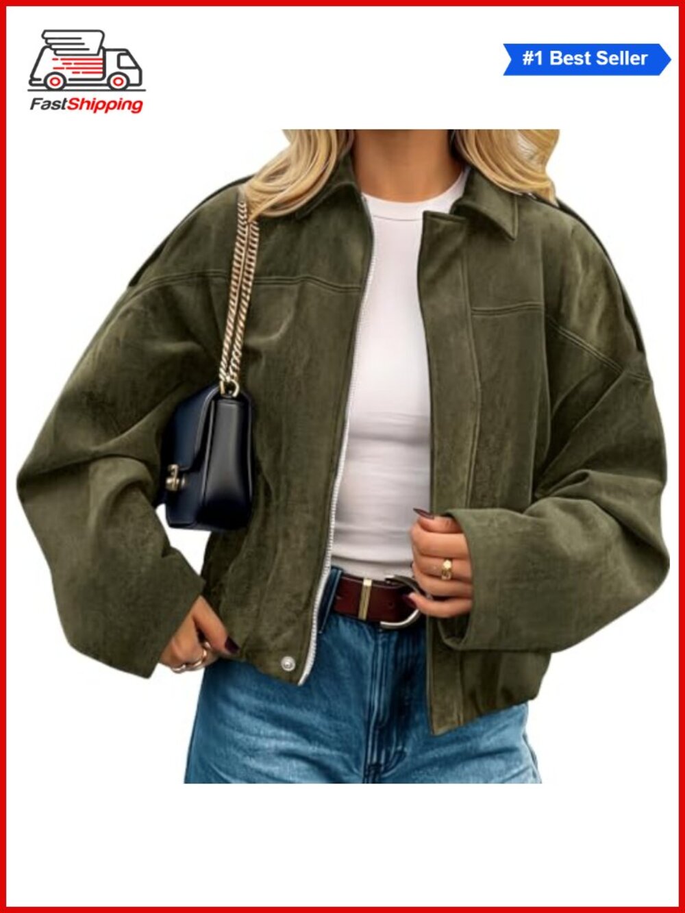 ✨ Faux Suede Cropped Open Front Jacket Womens Fall Casual Outerwear